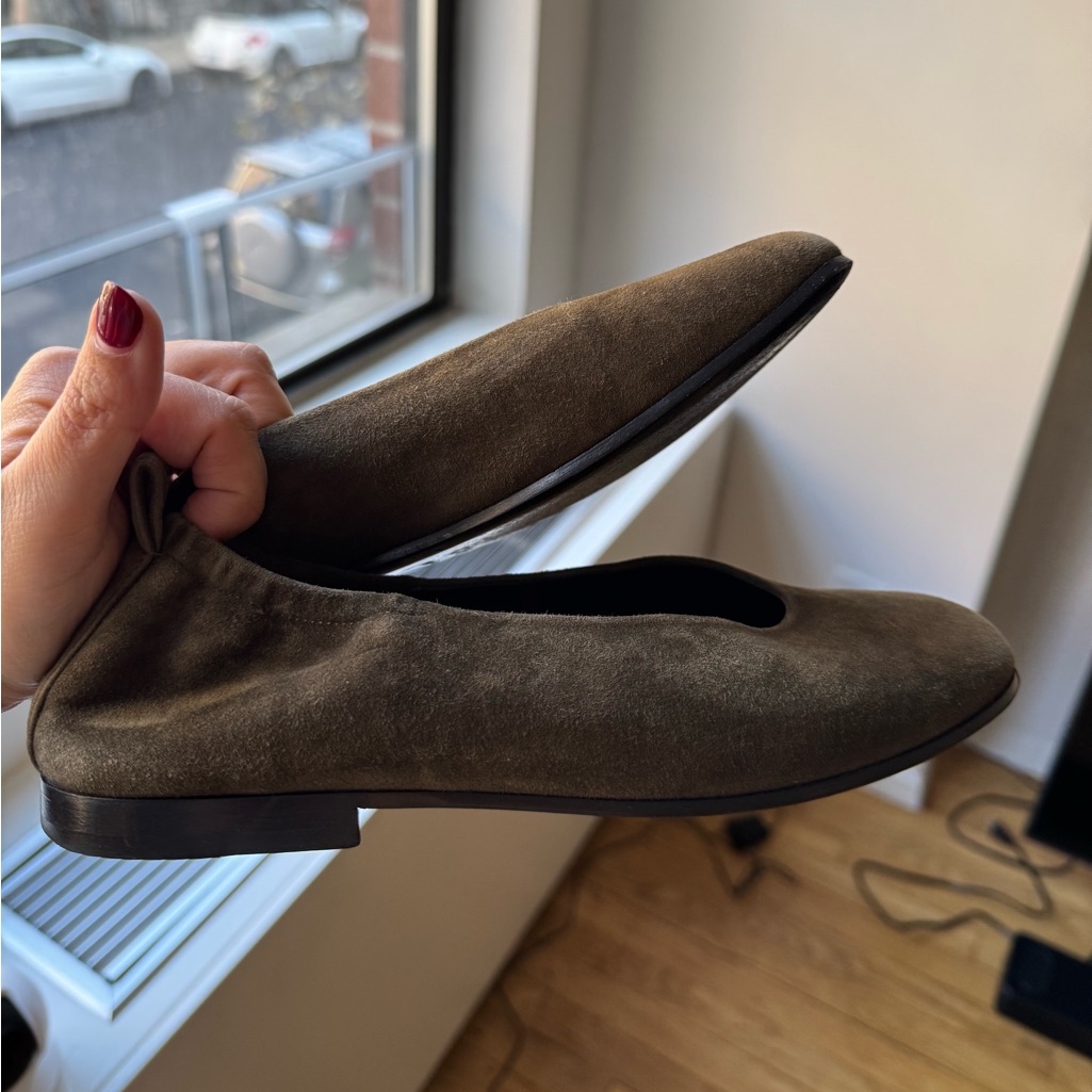 Square Toe Flats - Goatskin Suede